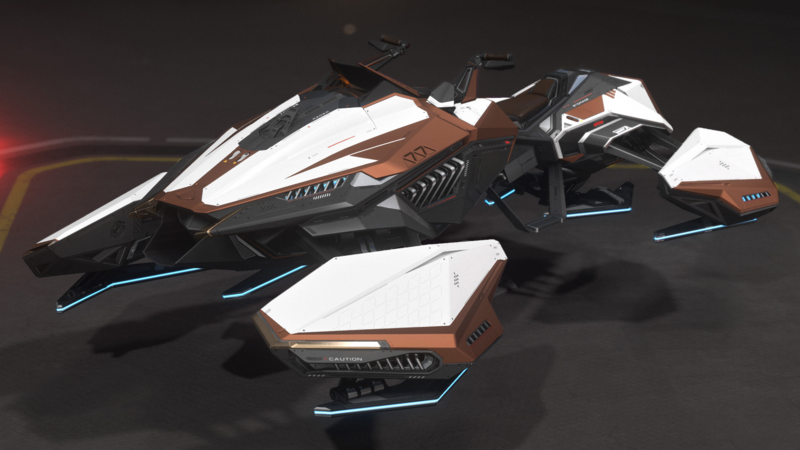 File:HoverQuad Copperhead - Landed in hangar - Isometric - Cut.png