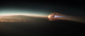 Sabre Firebird flying fast through atmosphere tracking 3 ships.jpg