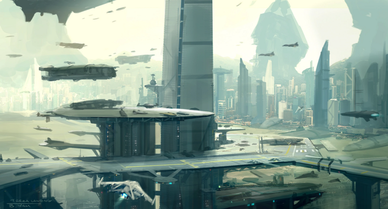 File:A concept image of the Terra System, with landing pads and air traffic.png