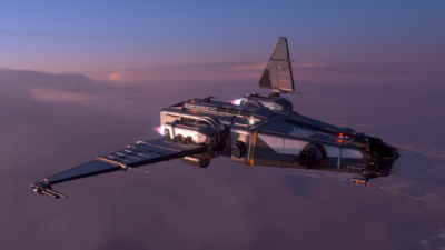Corsair flying above clouds.png