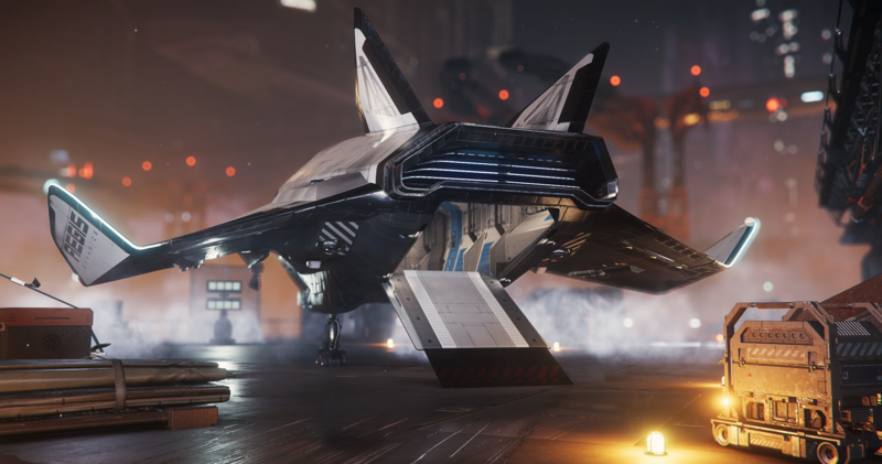 File:Avenger Titan with rear door open on landing pad.png